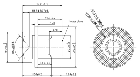 IPX9K 自律運転車カメラレンズ 2MP/3MP FEL3.34mm 広角レンズØ6.9 高画質IPカメラ F/NO2.0,RI:40%