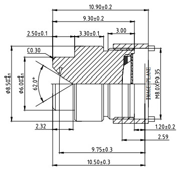Ø8.0(AA) EFL4.32mm 自動車デジタル疲労モニタリングレンズ 1.3MP/2MP 高画質カーレンズ
